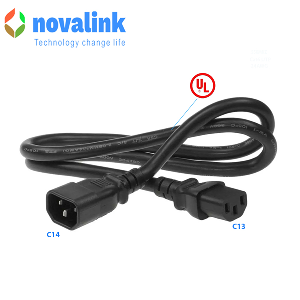 D&acirc;y nguồn C13 to C14 d&agrave;i 5m tiết diện 16AWG, 13A novalink m&atilde; NV-53008B ch&iacute;nh h&atilde;ng